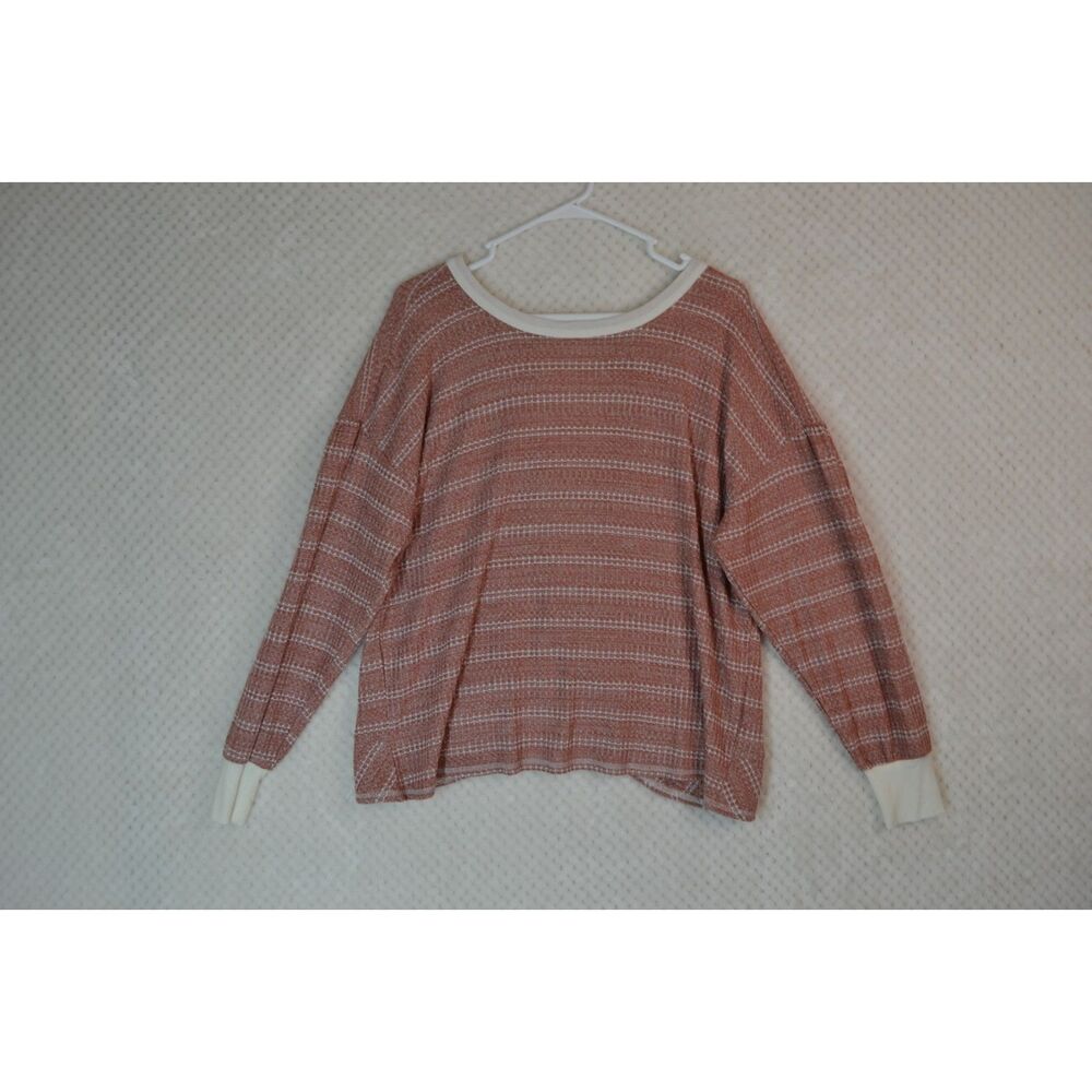 BKE Women's Small Pink Striped Waffle Knit Open Back Top